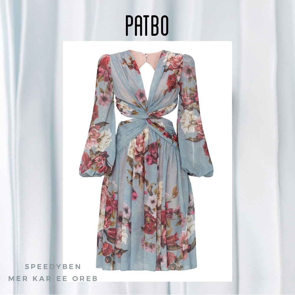PatBo Peony Print Cutout Midi Dress Size 2 - Picture 2 of 16